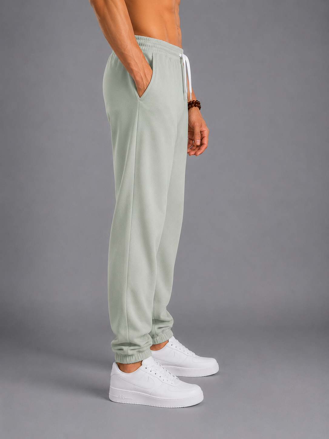 Slim pants with elastic waistband
