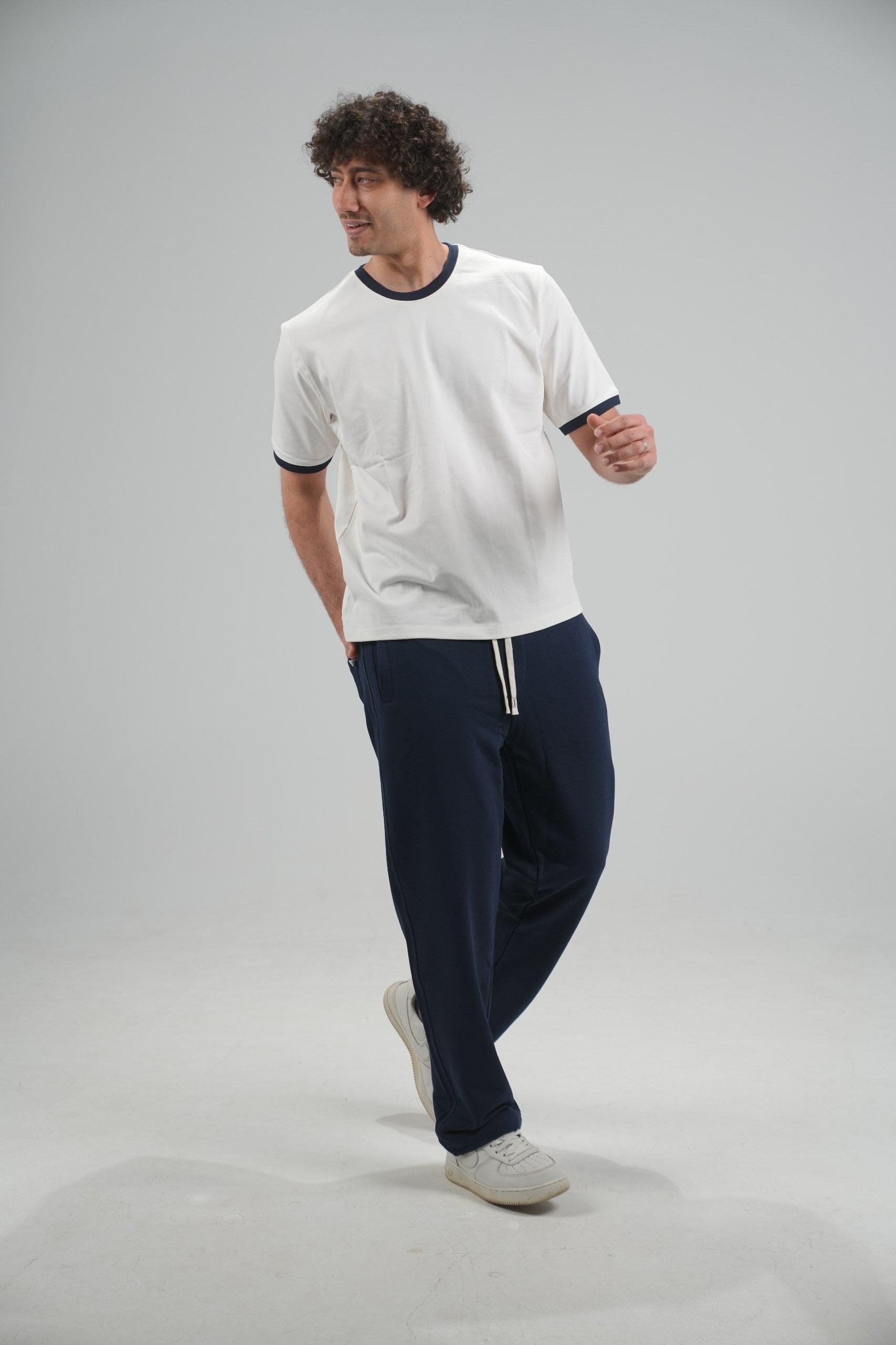 Navy  Wide-leg pants